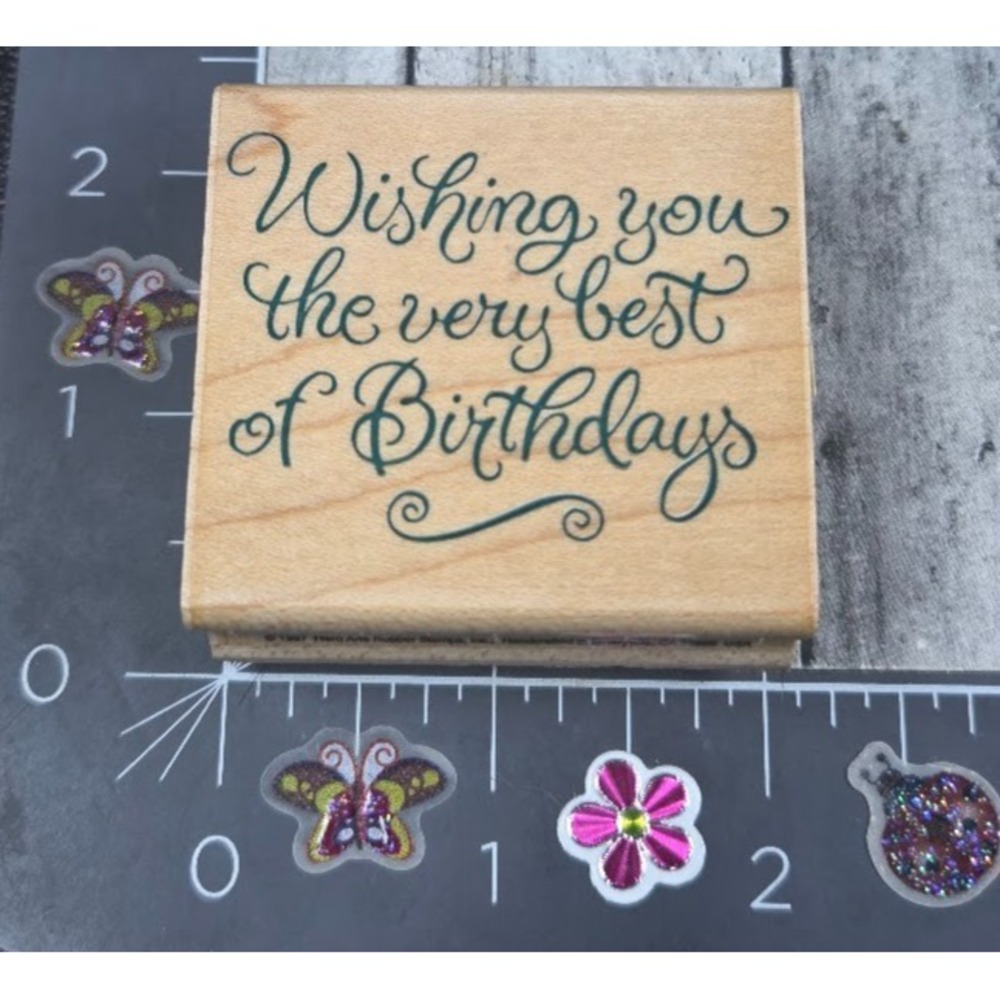 Hero Arts Wishing You Very Best Birthdays E1188 1997 Rubber Stamp #P9